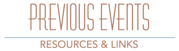 A green banner with brown letters that say " curious events resources & learning ".